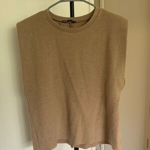 Zara Ribbed Sleeveless Tank in Camel